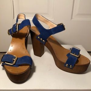 Paola Ferri Suede Sandals (Cobalt Blue)